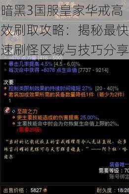 暗黑3国服皇家华戒高效刷取攻略：揭秘最快速刷怪区域与技巧分享